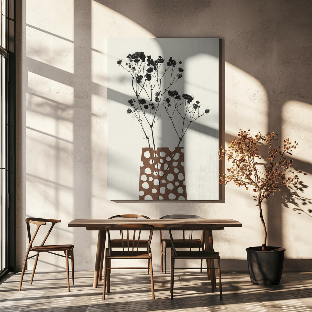 Wall art Gypsophila In a Brown Vase-Canvas Print-DECOROLALA