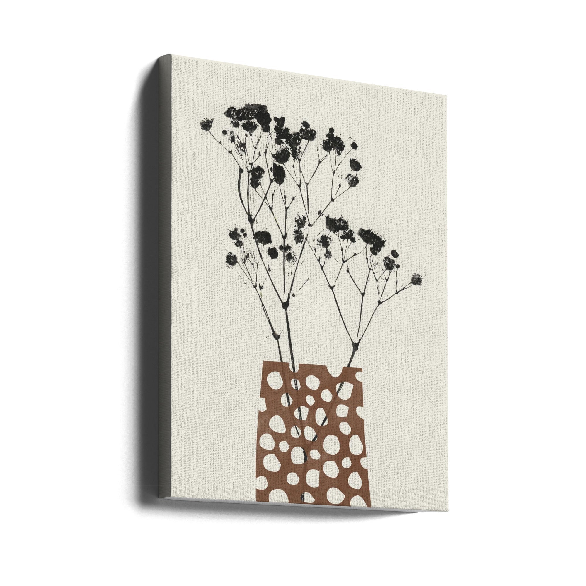Wall art Gypsophila In a Brown Vase-Canvas Print-DECOROLALA