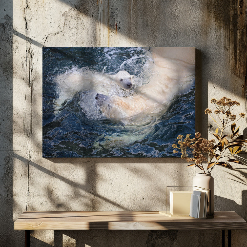 Wall art HER CUTENESS, swimming with mum-Canvas Print-DECOROLALA
