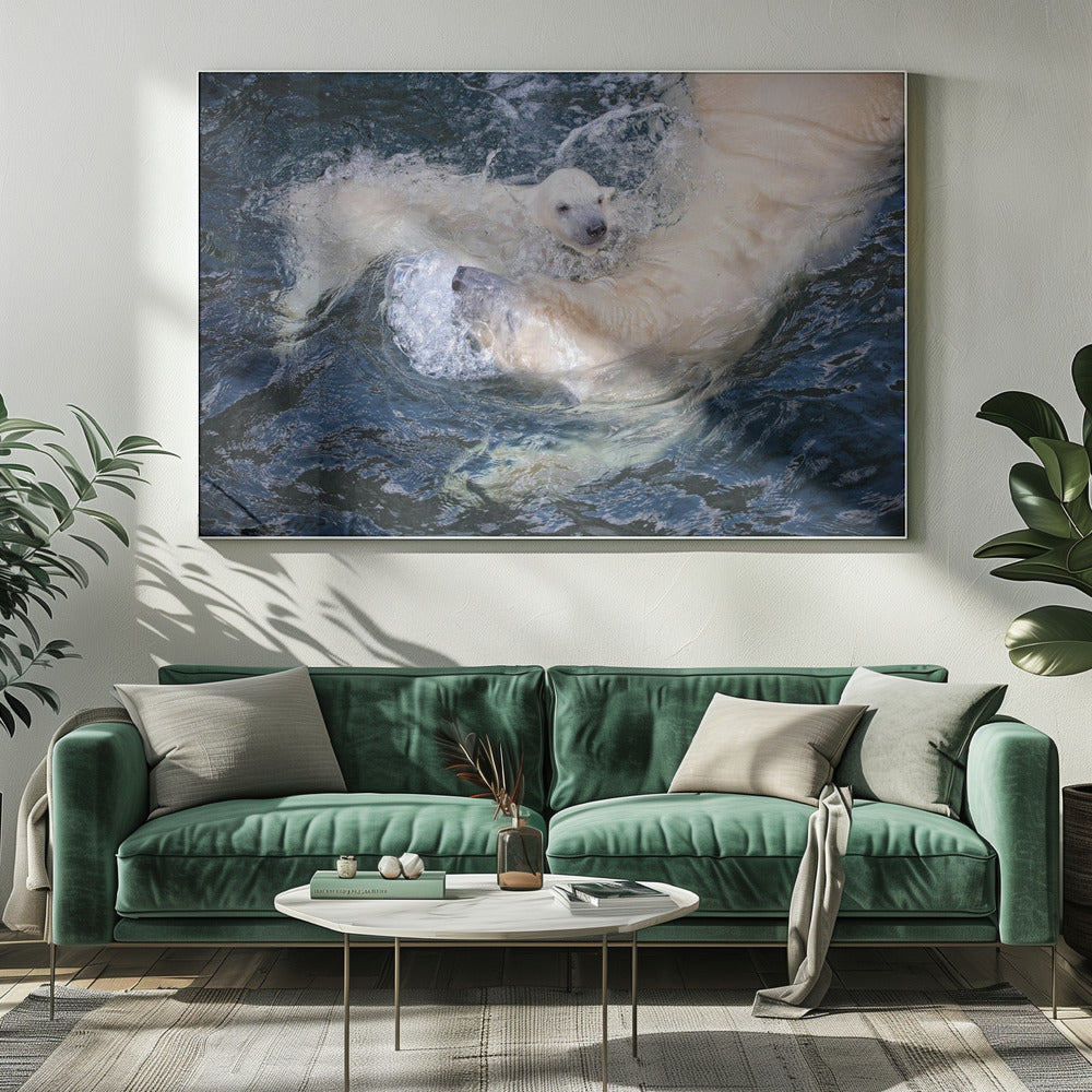 Wall art HER CUTENESS, swimming with mum-Canvas Print-DECOROLALA