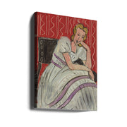 Wall art Jeune Femme Assise En Robe Grise-canvas prints-DECOROLALA