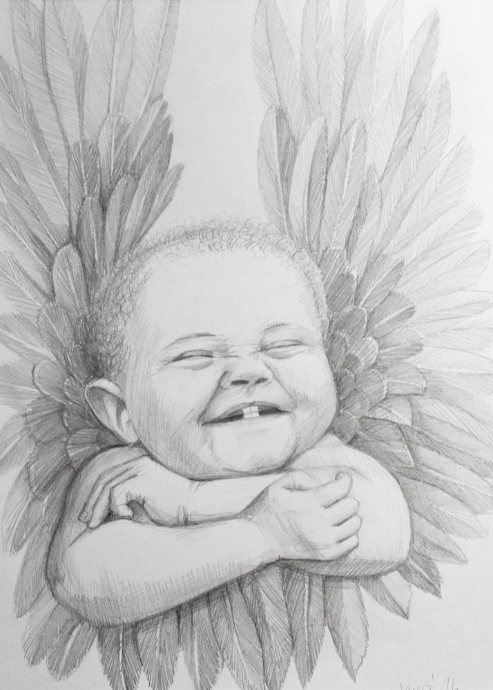 Wall art Joyful Baby With Angelic Wings-Canvas Print-DECOROLALA