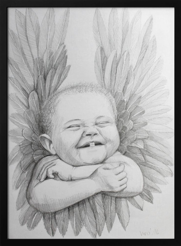 Wall art Joyful Baby With Angelic Wings-Canvas Print-DECOROLALA