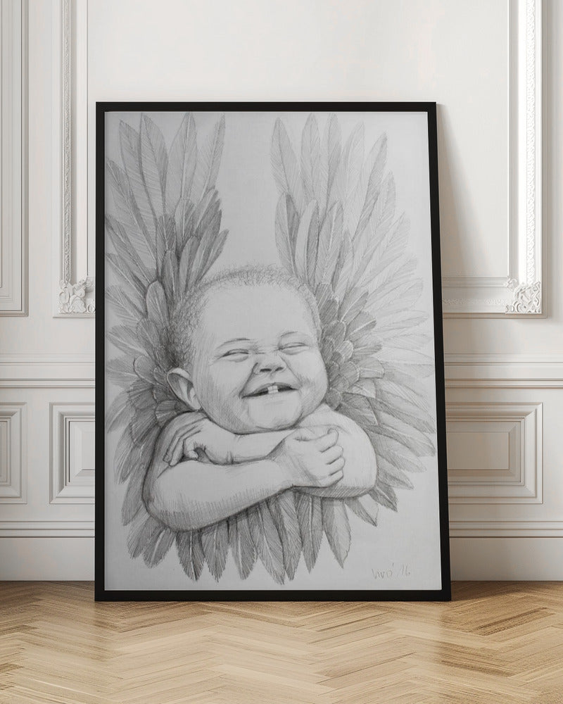 Wall art Joyful Baby With Angelic Wings-Canvas Print-DECOROLALA