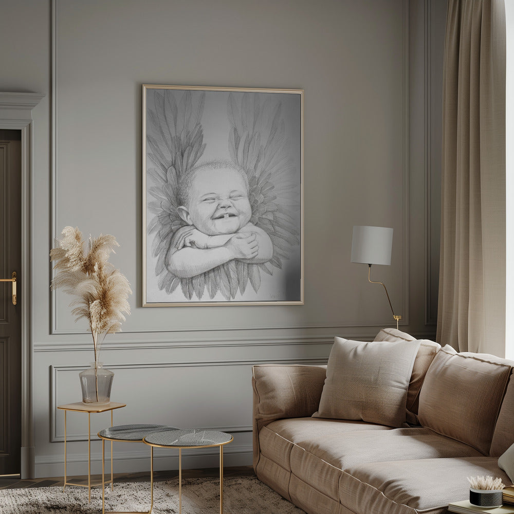 Wall art Joyful Baby With Angelic Wings-Canvas Print-DECOROLALA