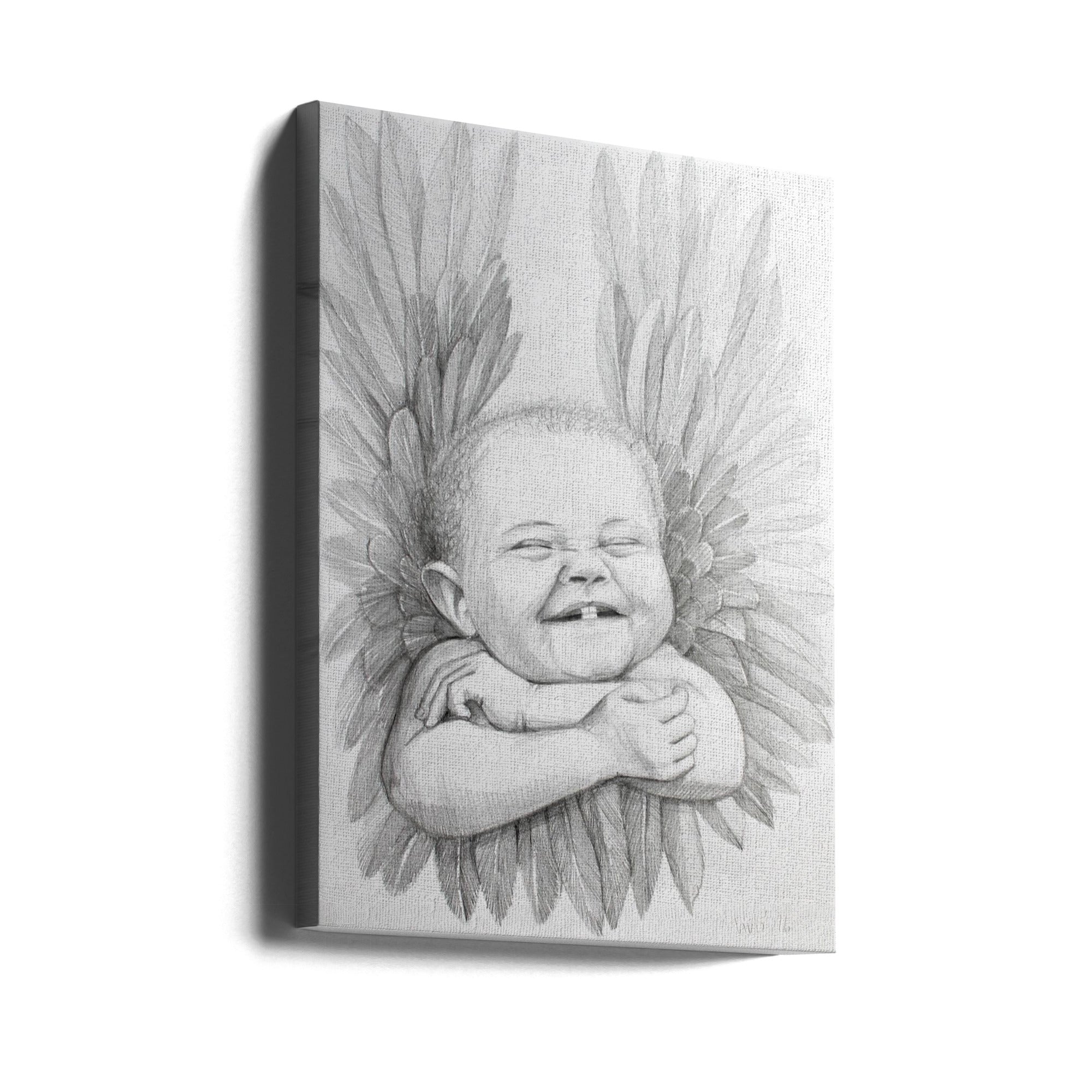 Wall art Joyful Baby With Angelic Wings-Canvas Print-DECOROLALA
