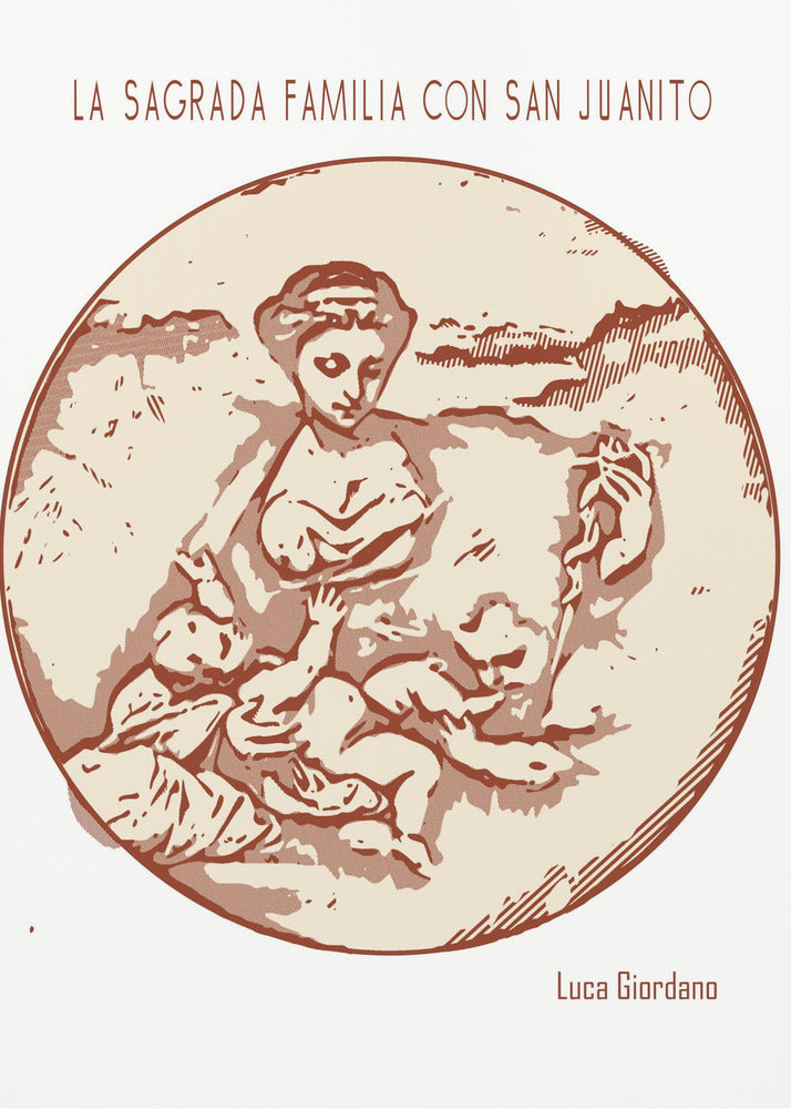 Wall art Line Art Minimalist – La Sagrada Familia Con San Juanito – Luca Giordano-Canvas Print-DECOROLALA