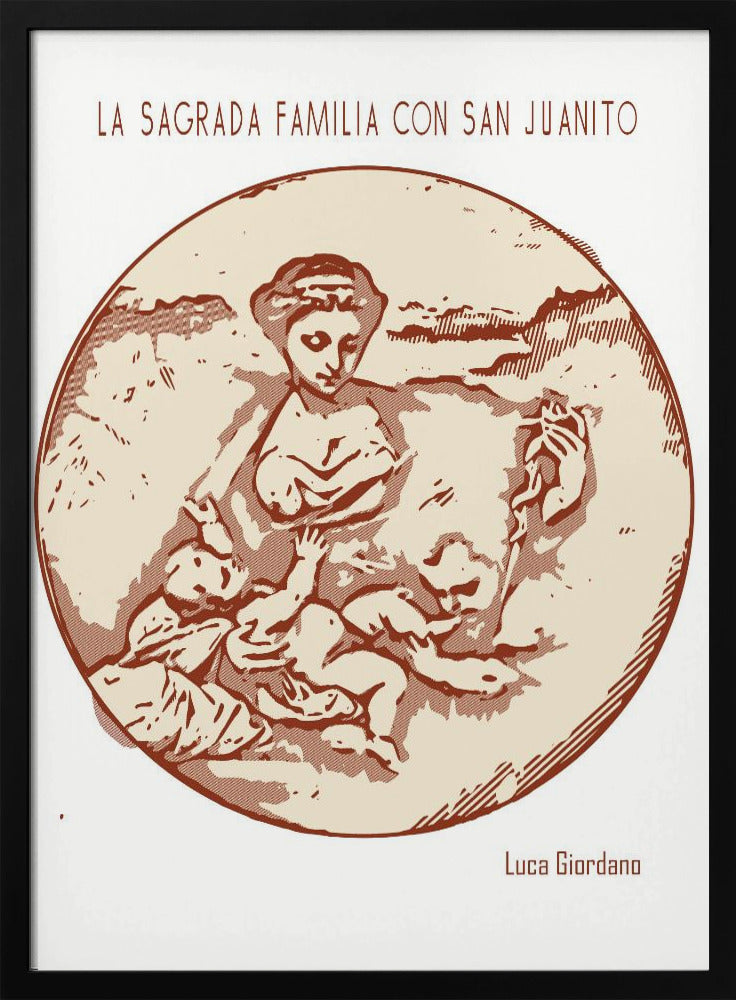 Wall art Line Art Minimalist – La Sagrada Familia Con San Juanito – Luca Giordano-Canvas Print-DECOROLALA