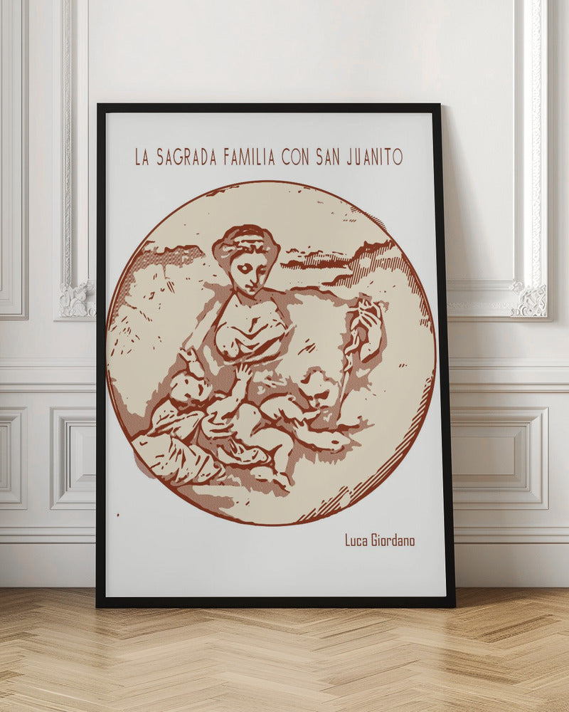 Wall art Line Art Minimalist – La Sagrada Familia Con San Juanito – Luca Giordano-Canvas Print-DECOROLALA