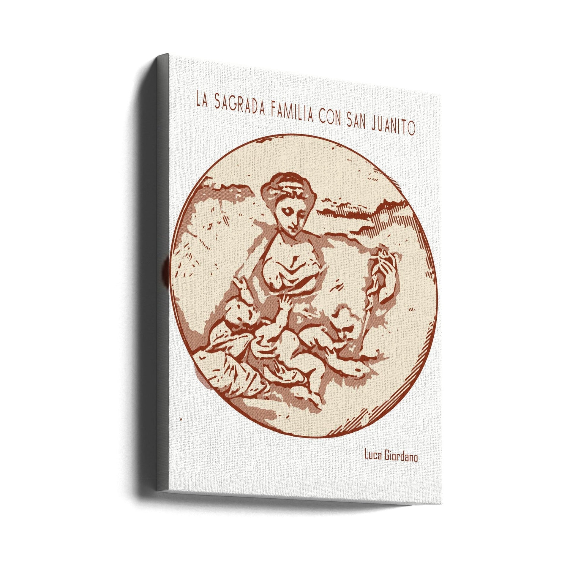 Wall art Line Art Minimalist – La Sagrada Familia Con San Juanito – Luca Giordano-Canvas Print-DECOROLALA