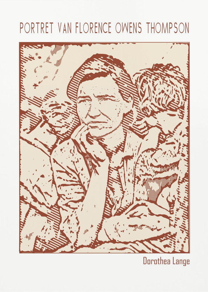 Wall art Line Art Minimalist – Portret Van Florence Owens Thompson – Dorothea Lange-Canvas Print-DECOROLALA