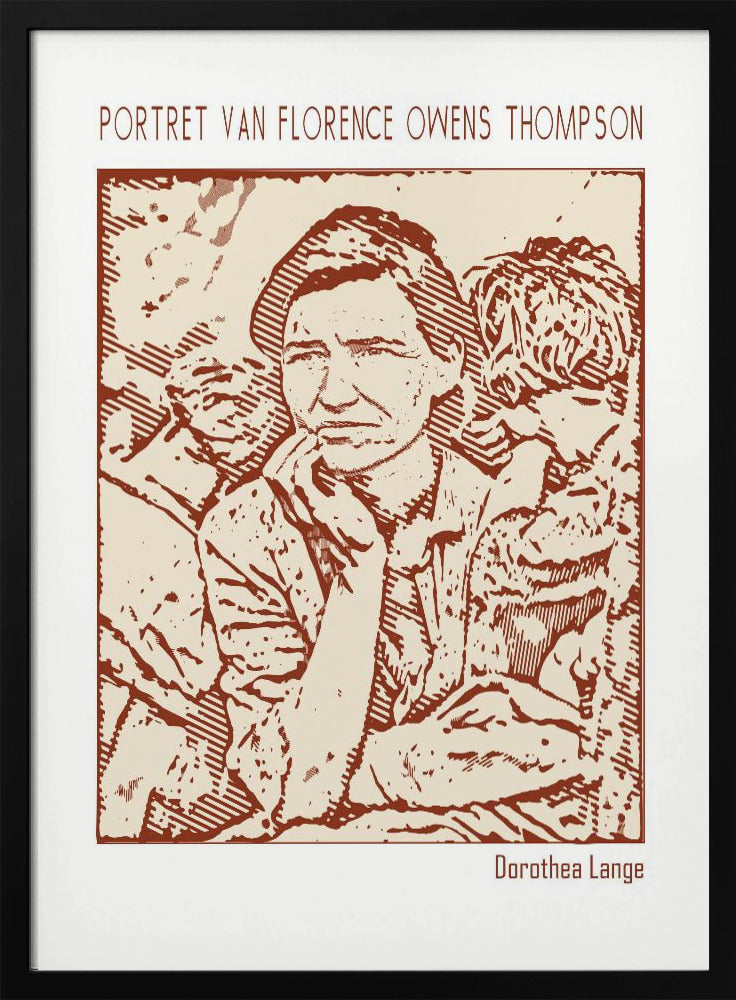 Wall art Line Art Minimalist – Portret Van Florence Owens Thompson – Dorothea Lange-Canvas Print-DECOROLALA