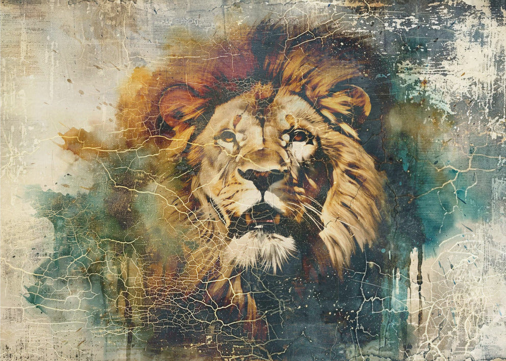 Wall art Lion Animal Vintage Art Illustration Wallart 06-canvas-DECOROLALA