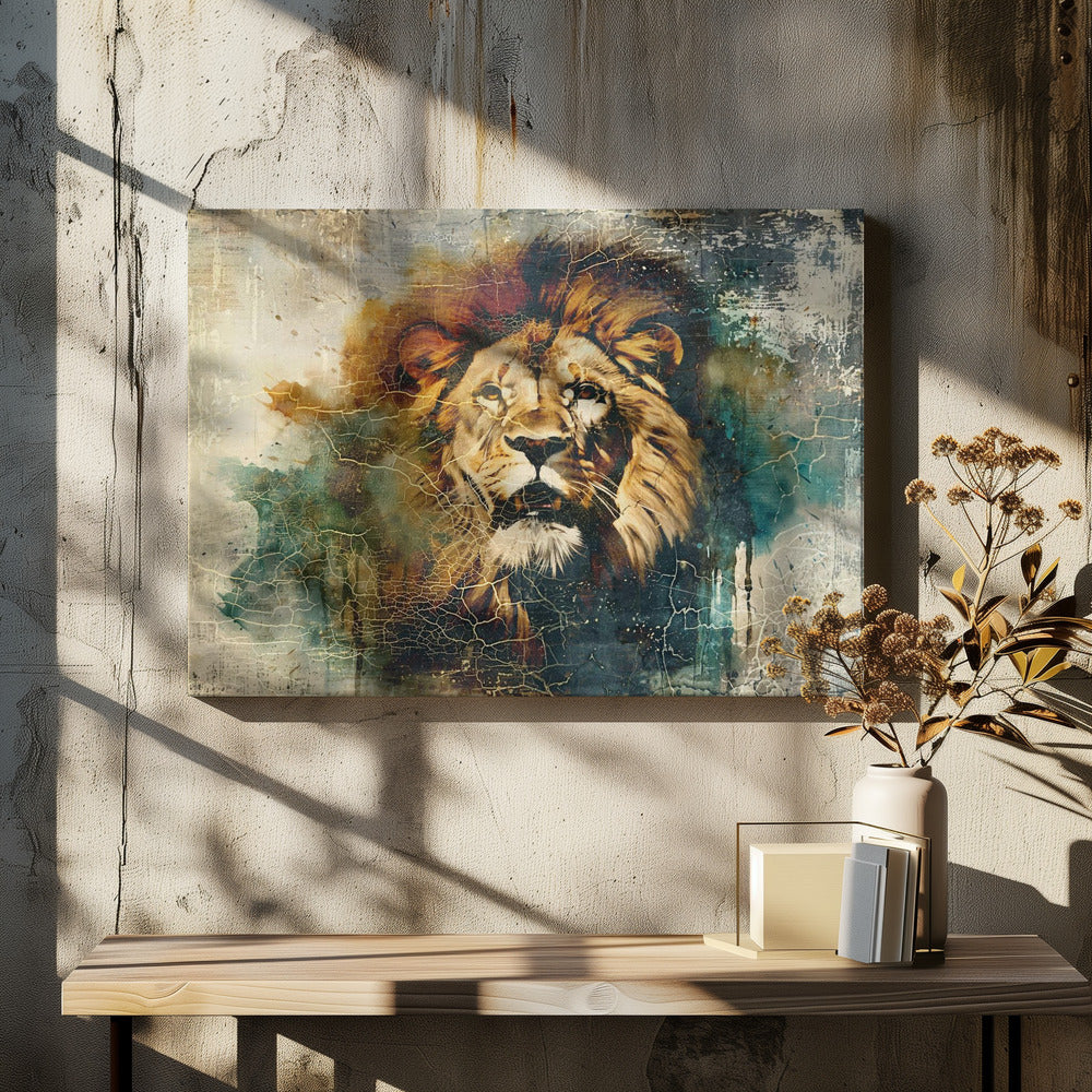Wall art Lion Animal Vintage Art Illustration Wallart 06-canvas-DECOROLALA