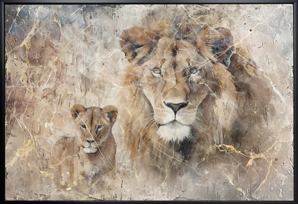 Wall art Lion Animal Vintage Art Illustration Wallart 08-canvas-DECOROLALA