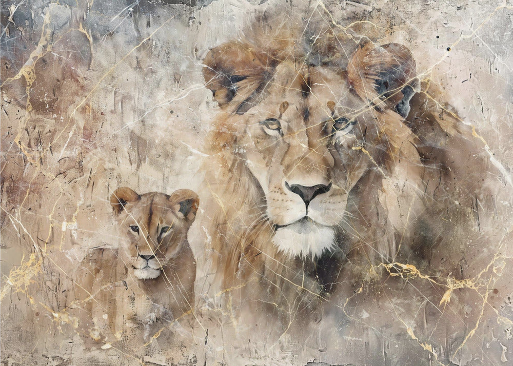 Wall art Lion Animal Vintage Art Illustration Wallart 08-canvas-DECOROLALA