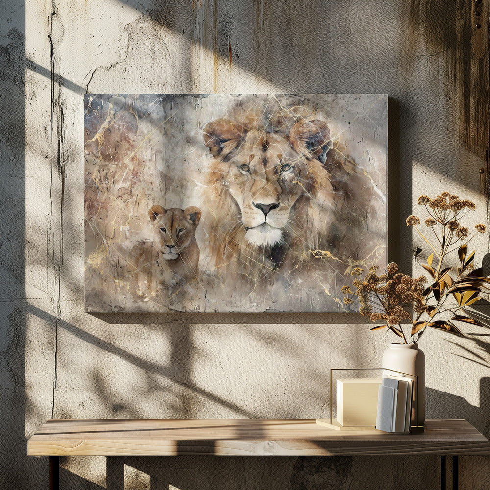 Wall art Lion Animal Vintage Art Illustration Wallart 08-canvas-DECOROLALA