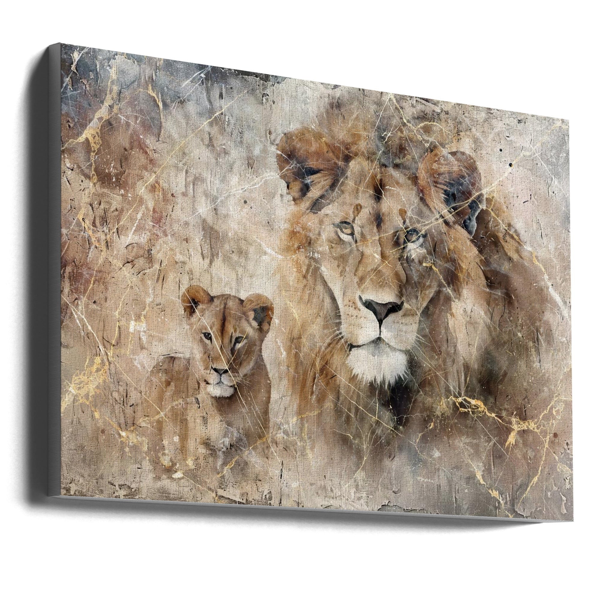 Wall art Lion Animal Vintage Art Illustration Wallart 08-canvas-DECOROLALA
