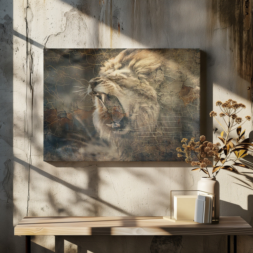 Wall art Lion Animal Vintage Art Illustration Wallart 09-canvas-DECOROLALA