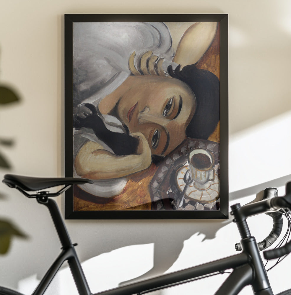 Wall art Lorette Con Una Tazza Di Caffe 1916-canvas prints-DECOROLALA