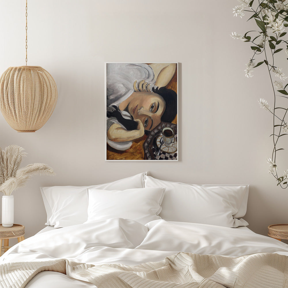 Wall art Lorette Con Una Tazza Di Caffe 1916-canvas prints-DECOROLALA