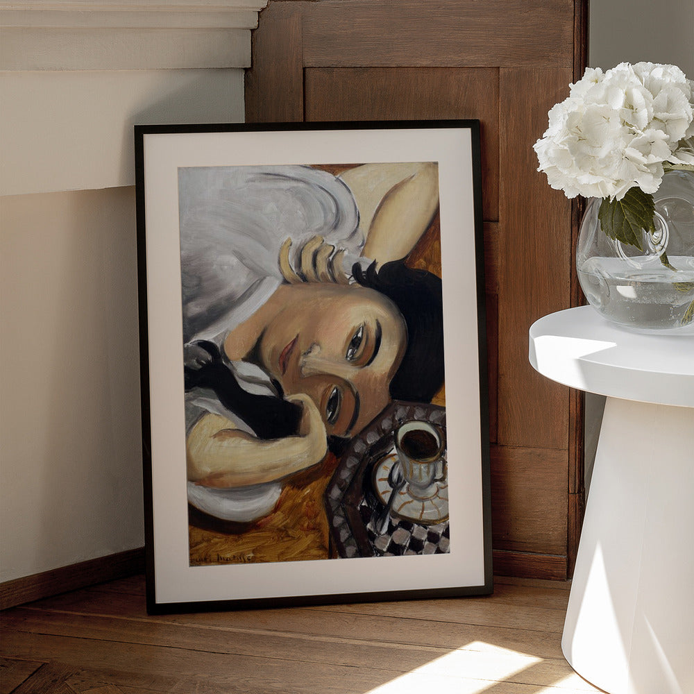 Wall art Lorette Con Una Tazza Di Caffe 1916-canvas prints-DECOROLALA