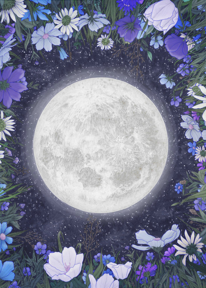 Wall art Midnight In the Meadow Blue Original-canvas-DECOROLALA