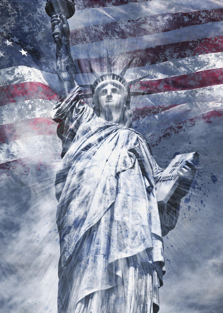 Wall art Modern Art STATUE OF LIBERTY | blue-Canvas Print-DECOROLALA