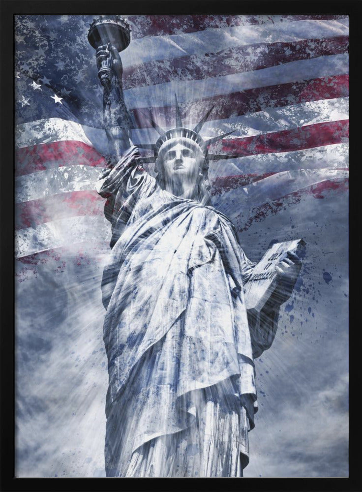 Wall art Modern Art STATUE OF LIBERTY | blue-Canvas Print-DECOROLALA