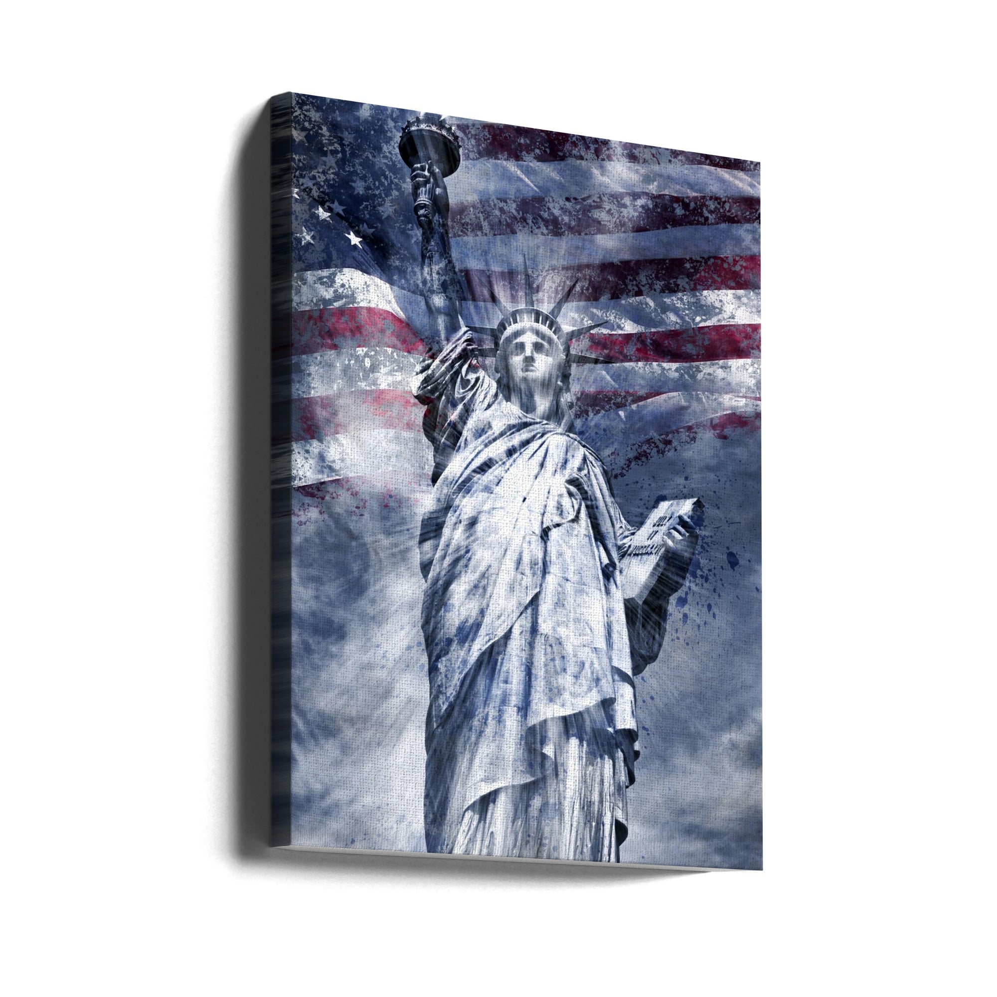 Wall art Modern Art STATUE OF LIBERTY | blue-Canvas Print-DECOROLALA