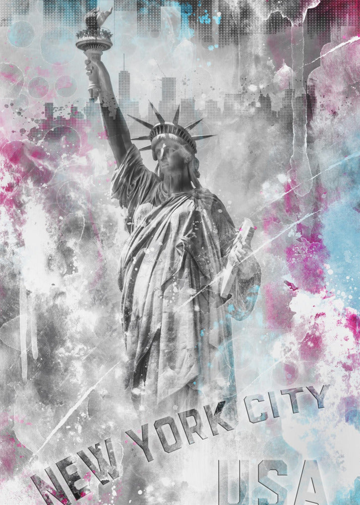 Wall art POP ART Statue of Liberty - Splashes-Canvas Print-DECOROLALA