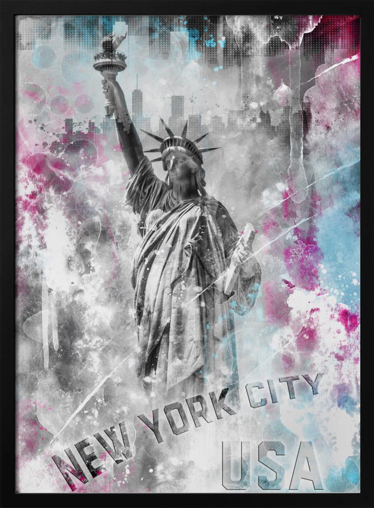 Wall art POP ART Statue of Liberty - Splashes-Canvas Print-DECOROLALA