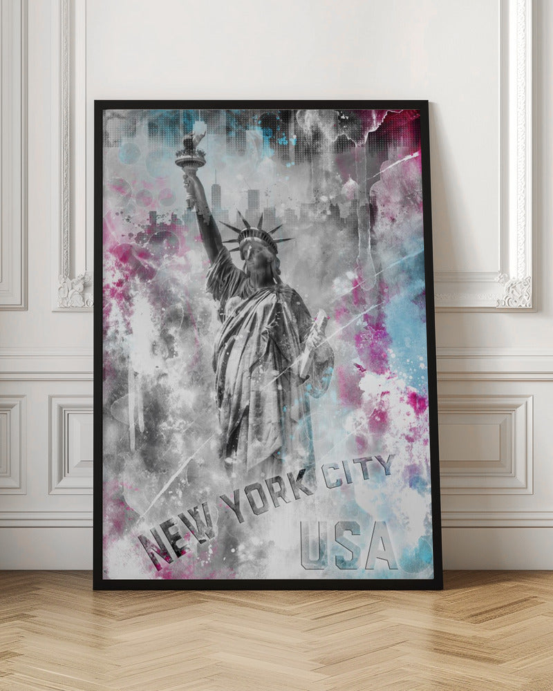 Wall art POP ART Statue of Liberty - Splashes-Canvas Print-DECOROLALA