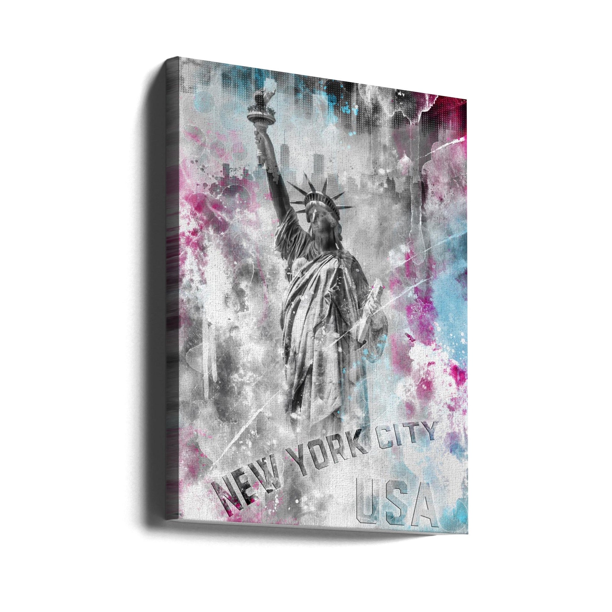 Wall art POP ART Statue of Liberty - Splashes-Canvas Print-DECOROLALA