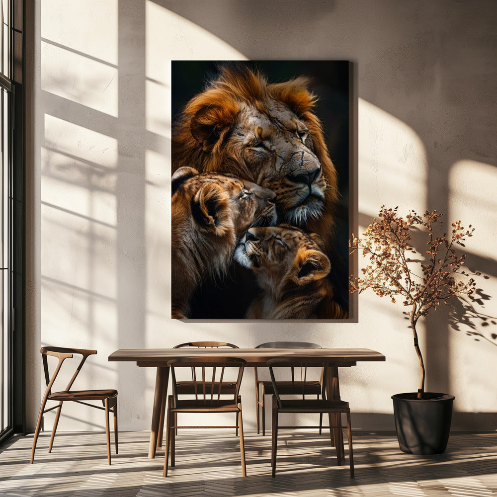 Wall art Poster Lion Family 2-canvas-DECOROLALA