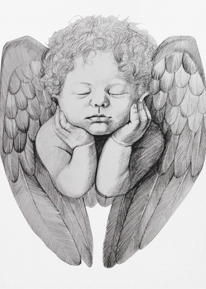Wall art Sleeping Cherub With Curly Hair-Canvas Print-DECOROLALA