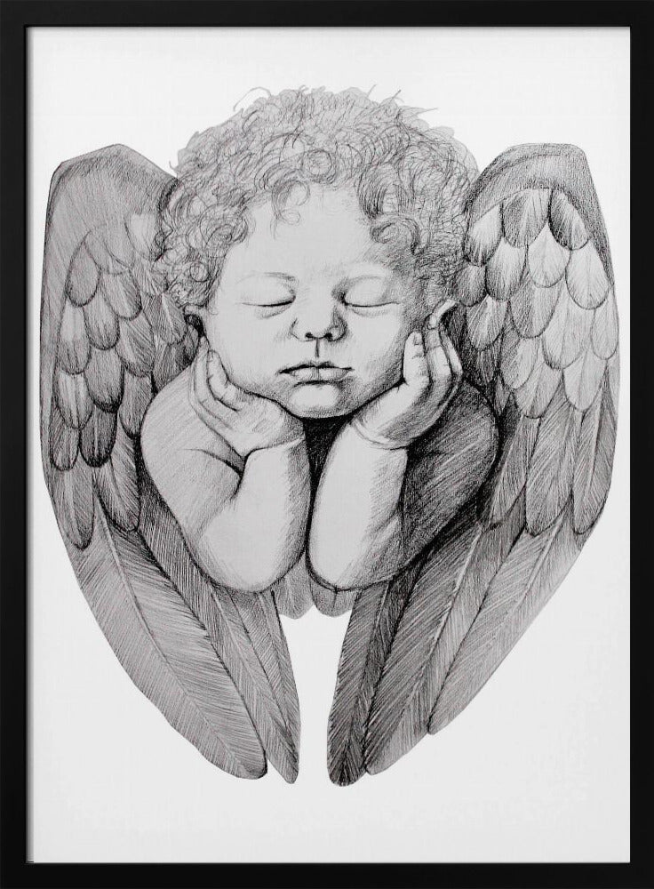 Wall art Sleeping Cherub With Curly Hair-Canvas Print-DECOROLALA