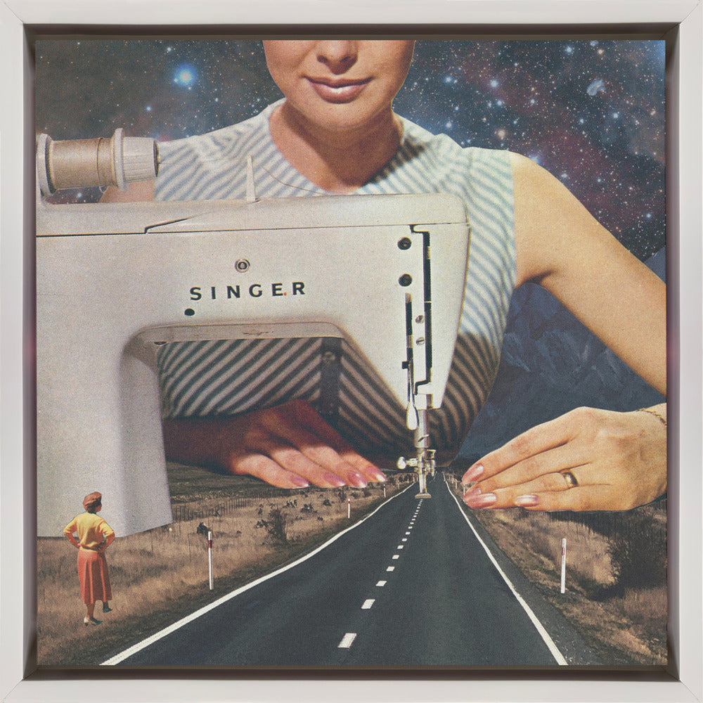 Wall art This Is How a Road Gets Made. Sewing-Canvas Print-DECOROLALA