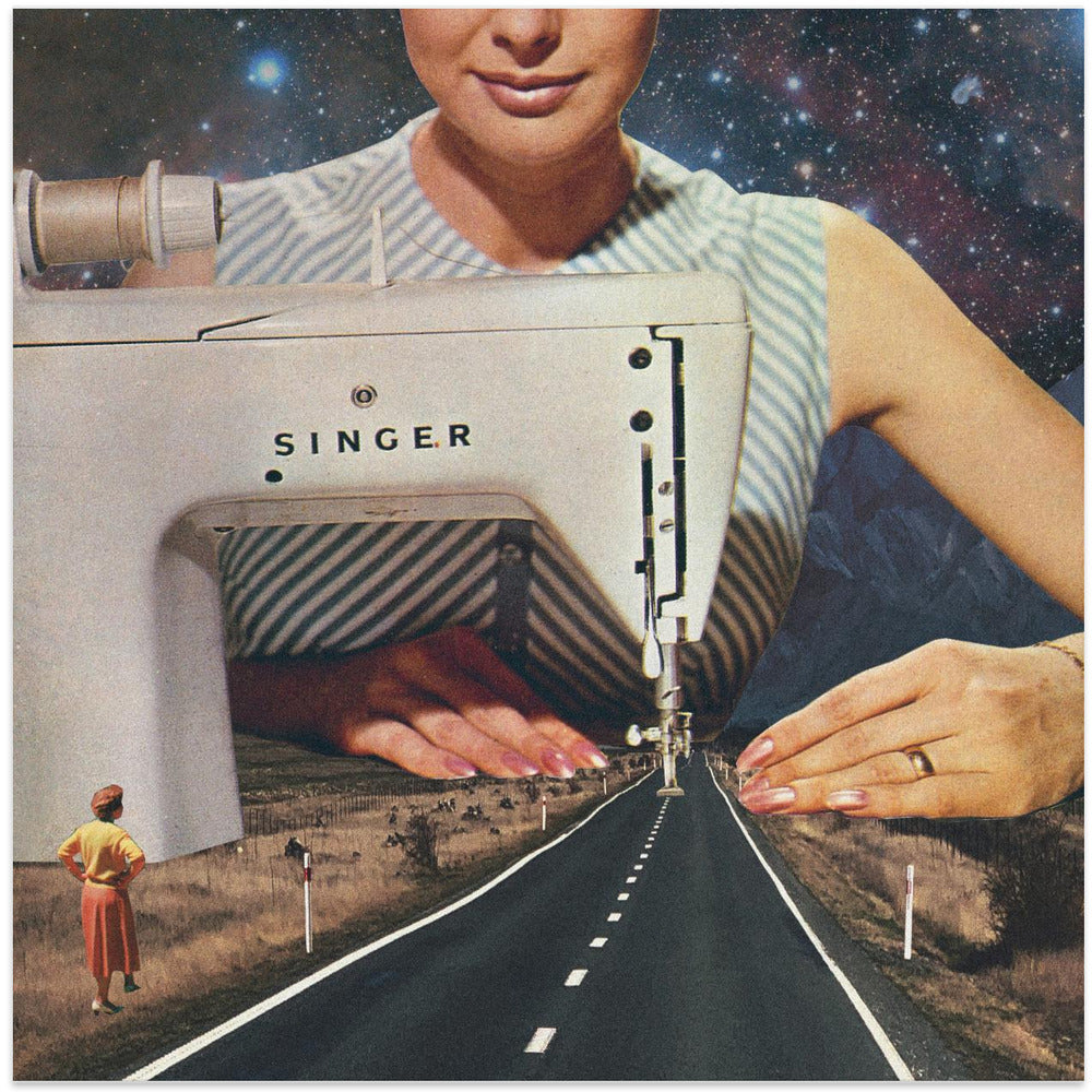 Wall art This Is How a Road Gets Made. Sewing-Canvas Print-DECOROLALA