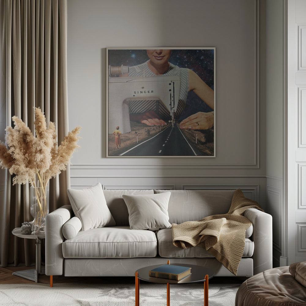 Wall art This Is How a Road Gets Made. Sewing-Canvas Print-DECOROLALA