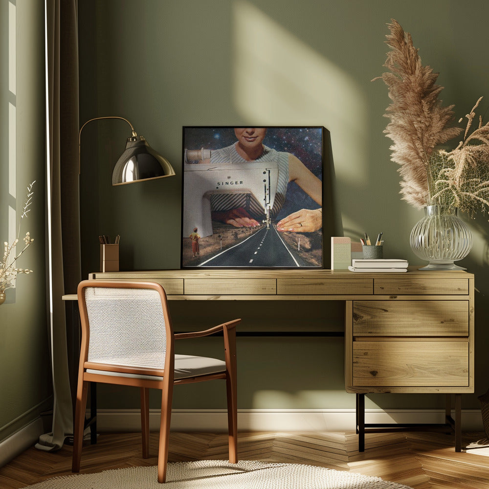 Wall art This Is How a Road Gets Made. Sewing-Canvas Print-DECOROLALA