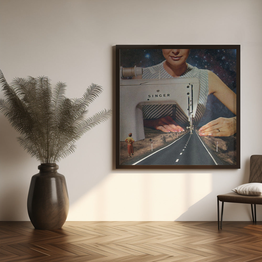 Wall art This Is How a Road Gets Made. Sewing-Canvas Print-DECOROLALA