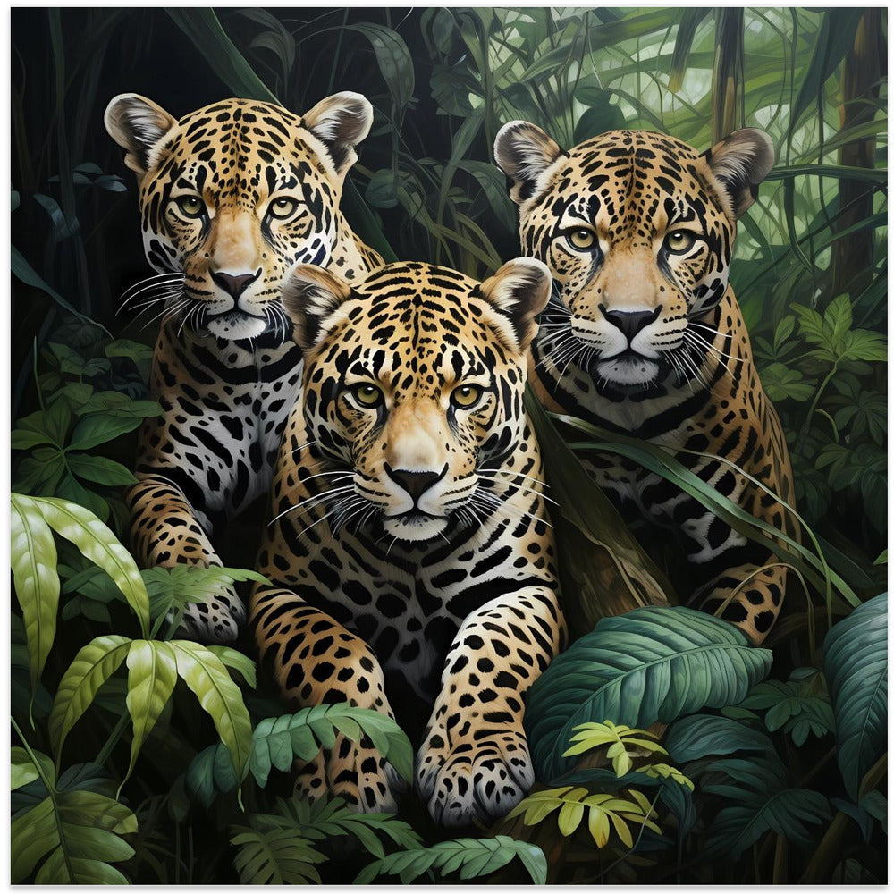 Wall art Three jaguars in the jungle-canvas-DECOROLALA
