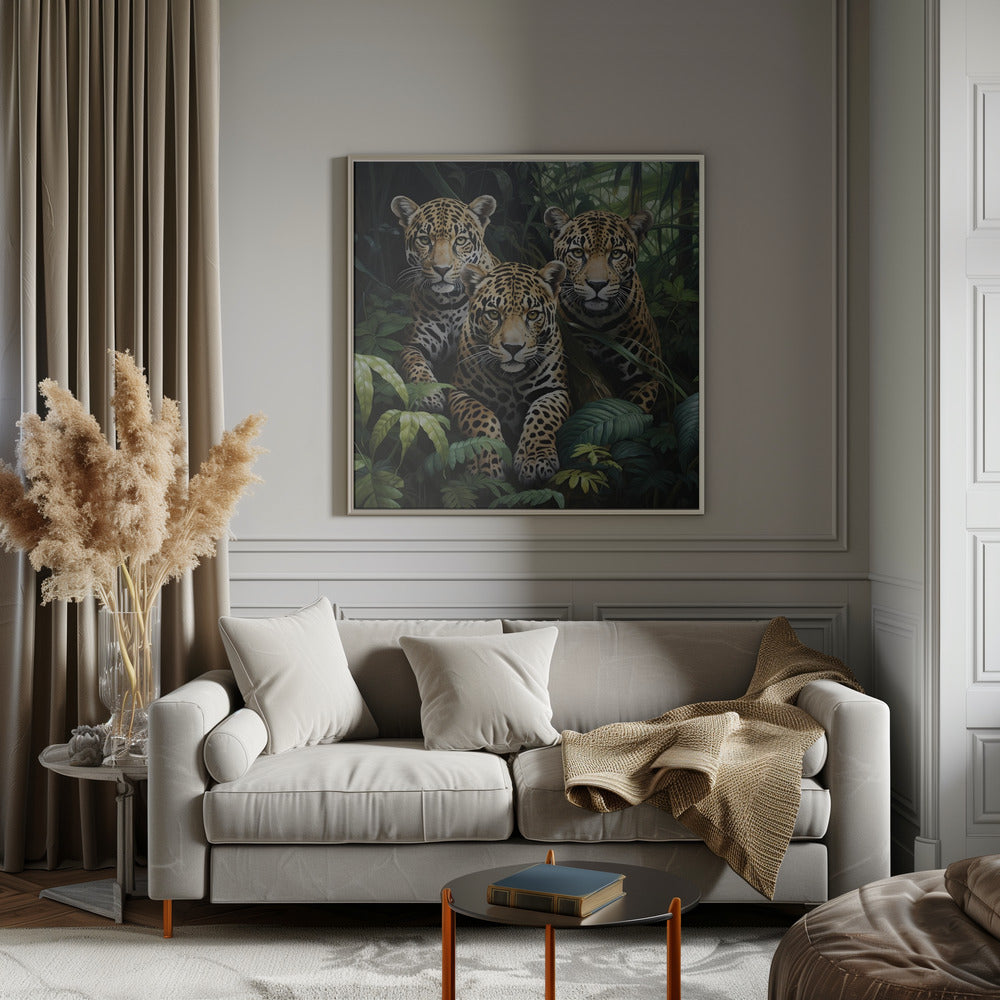 Wall art Three jaguars in the jungle-canvas-DECOROLALA