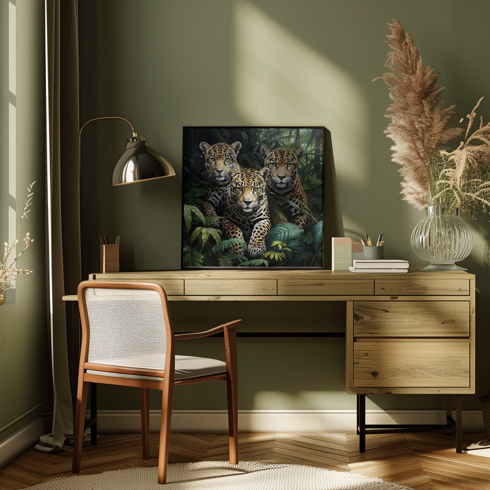 Wall art Three jaguars in the jungle-canvas-DECOROLALA