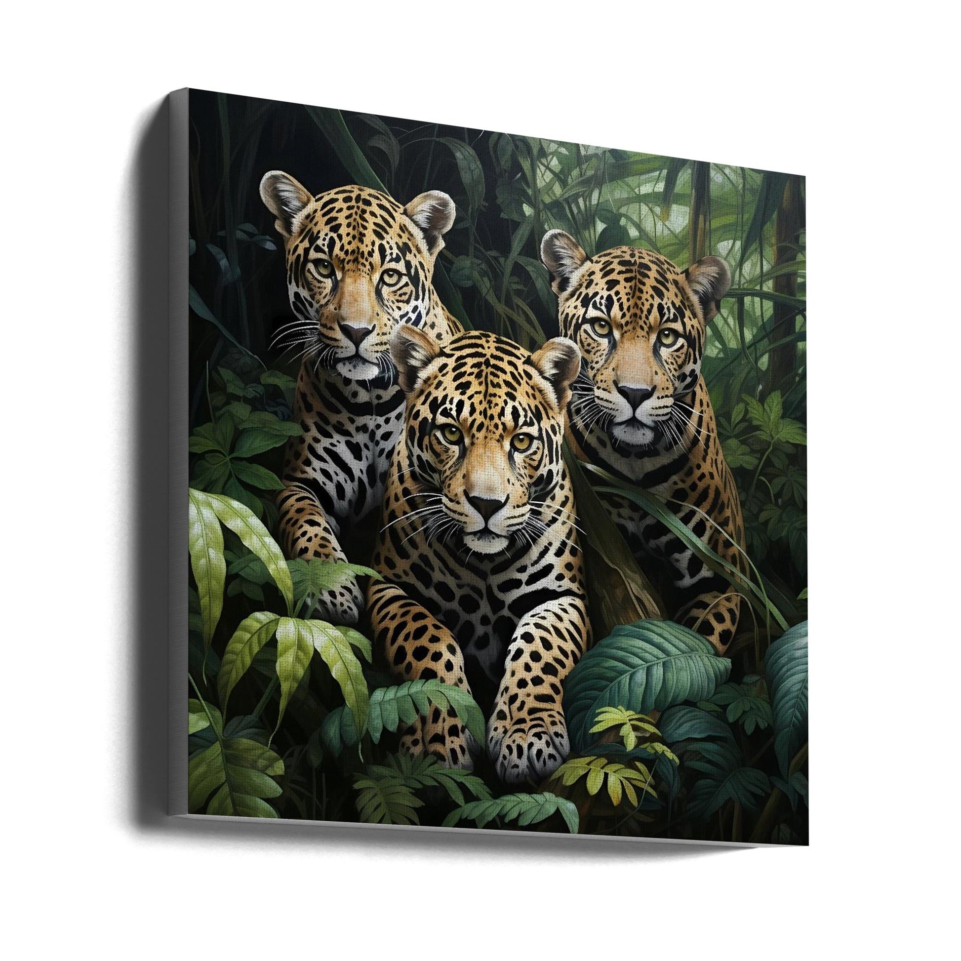 Wall art Three jaguars in the jungle-canvas-DECOROLALA