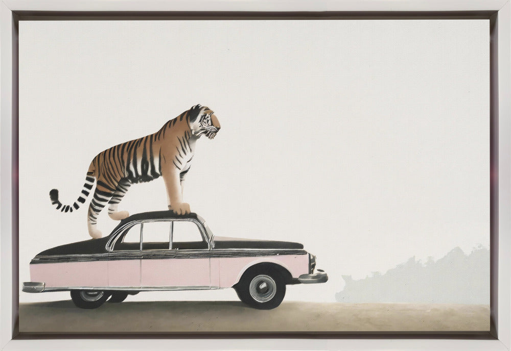 Wall art Tiger om a car roof-canvas-DECOROLALA