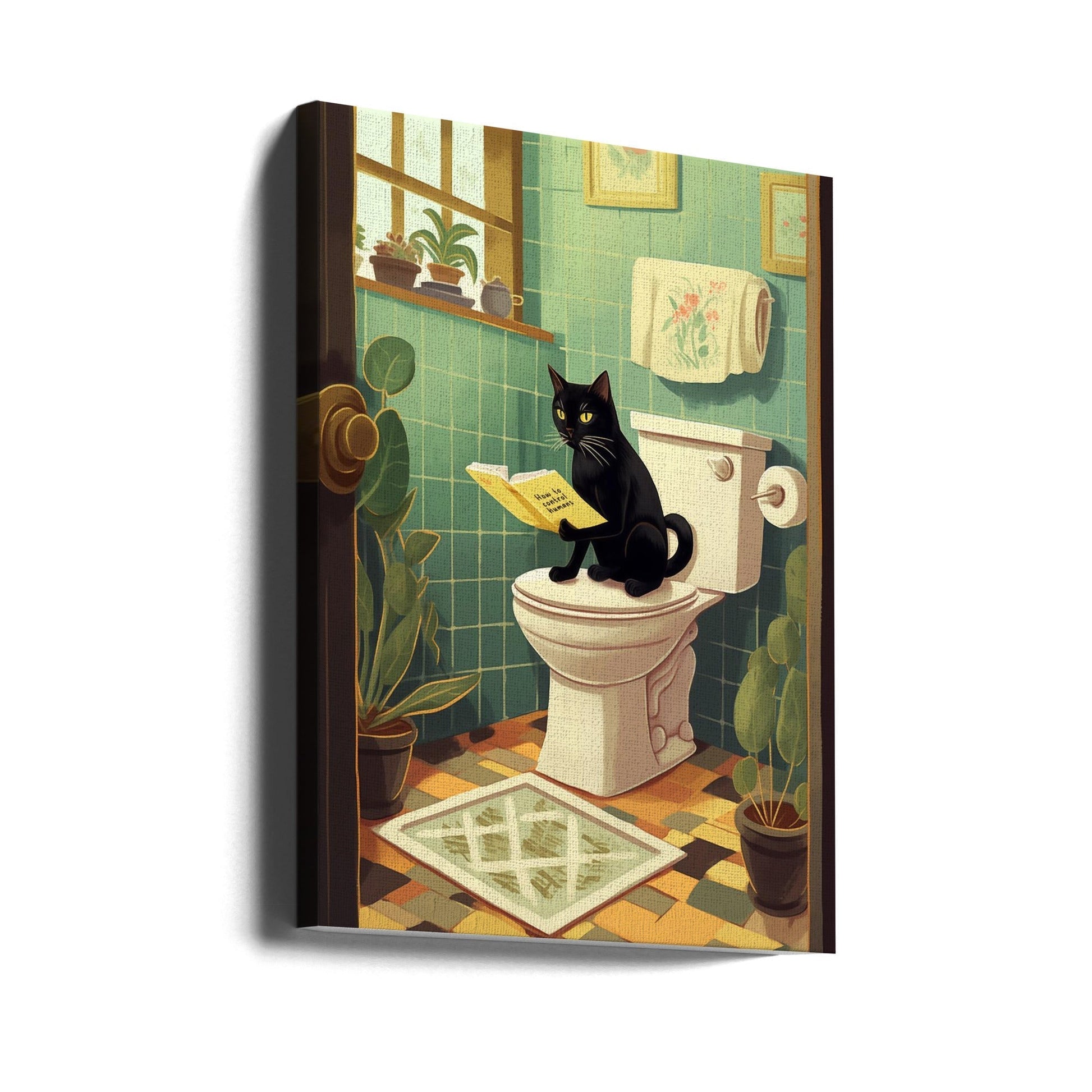 Wall art Toilet Cat-Canvas Print-DECOROLALA