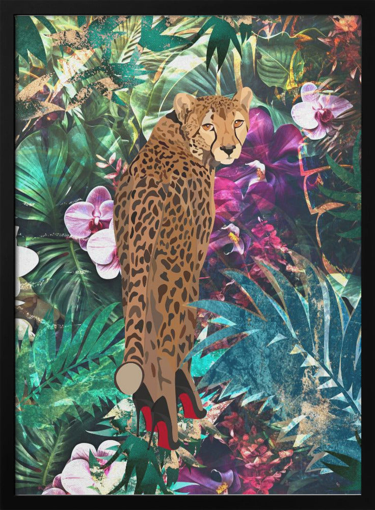 Wall art Tropical Floral Jungle - Cheetah in heels-canvas-DECOROLALA