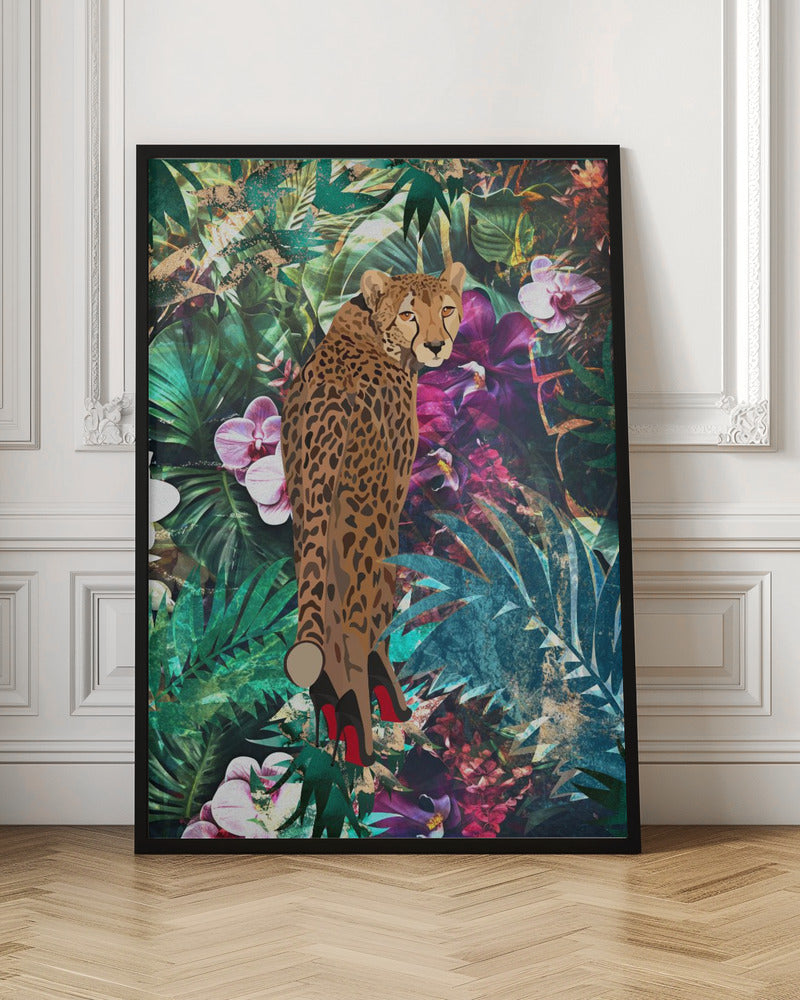 Wall art Tropical Floral Jungle - Cheetah in heels-canvas-DECOROLALA